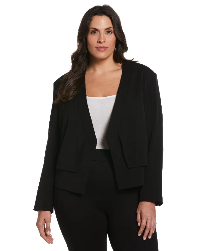 Soft Fabrics Plus Size Cropped Angled Open Blazer