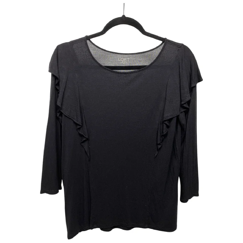 Casual Choice Top Long Sleeve By Loft In Black, Size: S