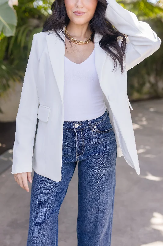 Layered Comfort Brianna Notched Lapel Blazer White