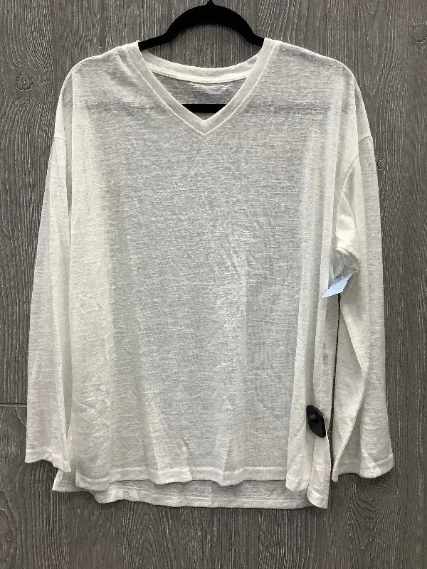 Light And Breathable Top Long Sleeve By Clothes Mentor In White, Size: M