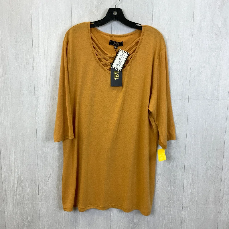 Classic Retro Top 3/4 Sleeve By Clothes Mentor In Mustard, Size: Xl