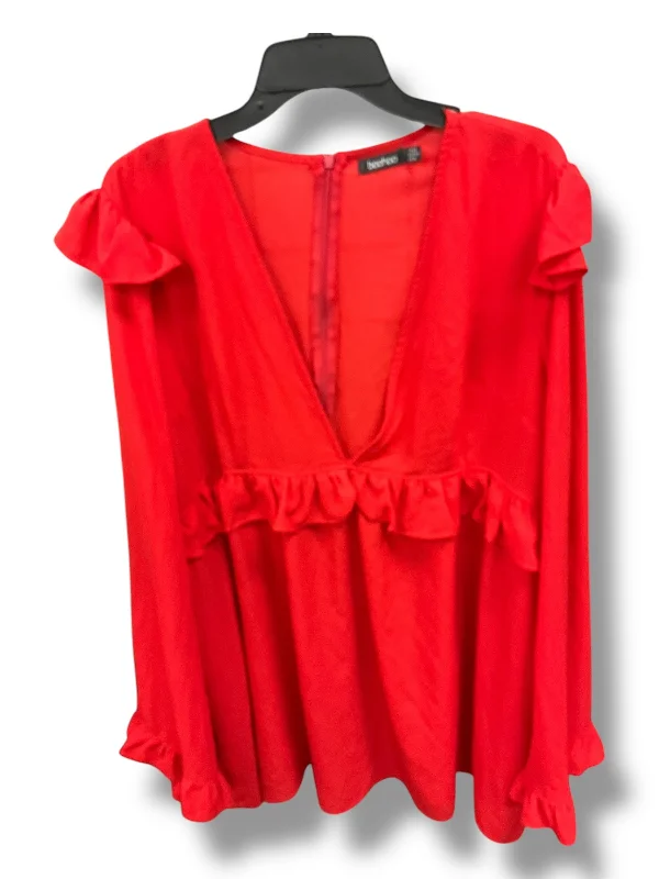 Unique Prints Tunic Long Sleeve By Boohoo Boutique In Red, Size: 3x