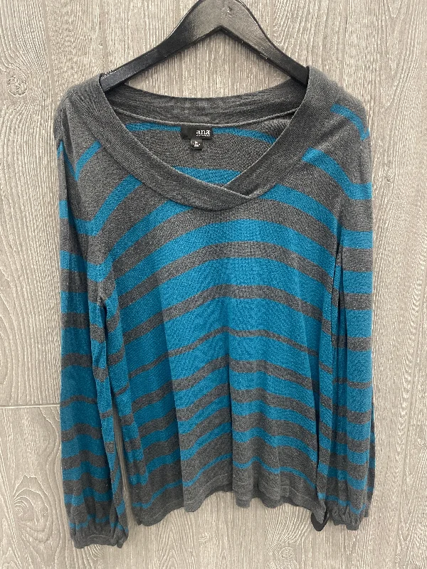 Relaxed Fit Wear Top Long Sleeve By Ana In Striped Pattern, Size: Xl