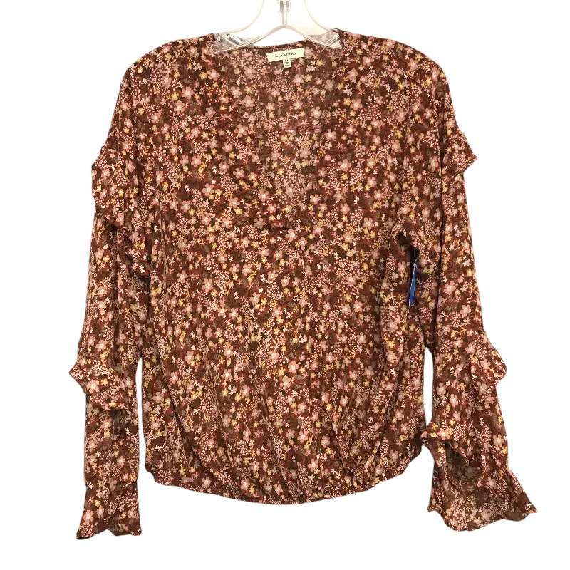 Editorial Design Top Ls By Max Studio In Floral Print, Size:M