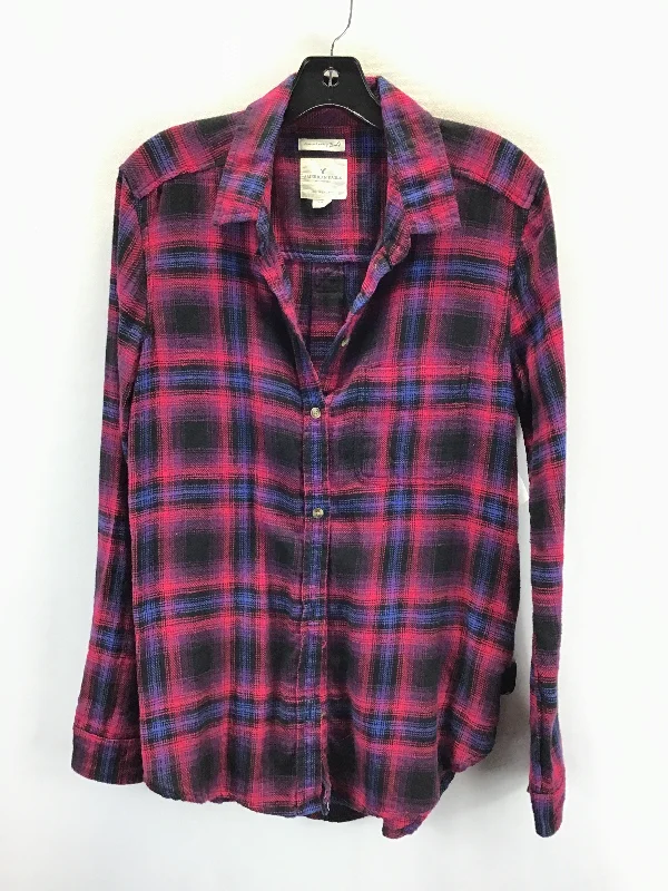 Elegant Tailoring Top Long Sleeve By American Eagle In Pink & Purple, Size: M