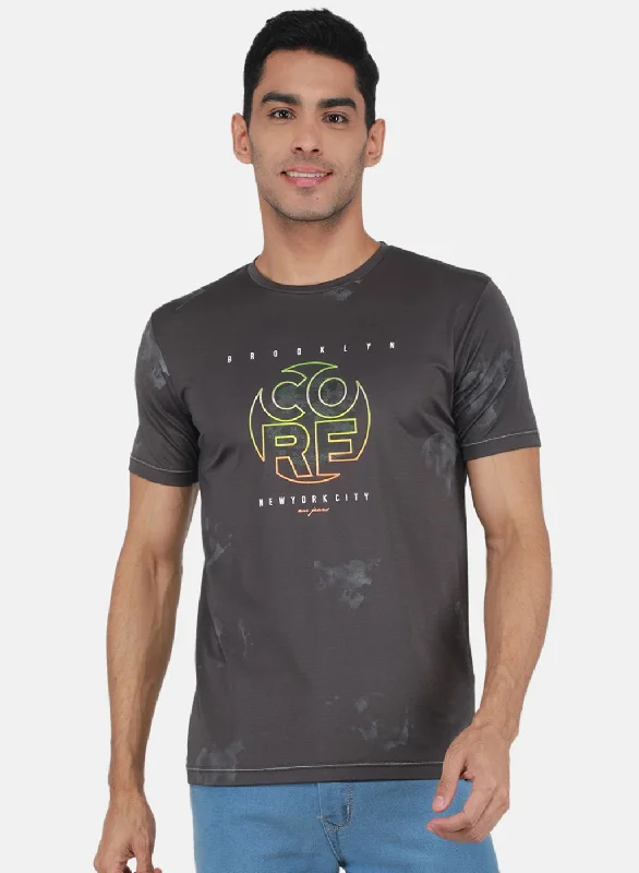 Diamond Series Men Grey Printed T-Shirt
