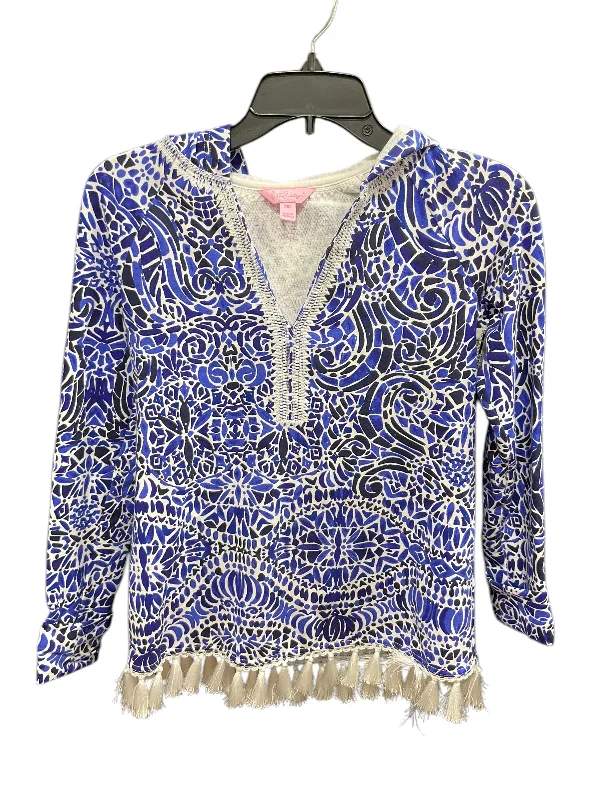 Dessert Matching Top Long Sleeve Designer By Lilly Pulitzer In Blue, Size: Xxs