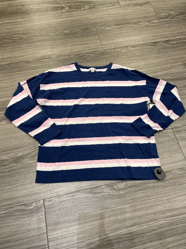 French Style Top Long Sleeve By J. Crew In Striped Pattern, Size: M