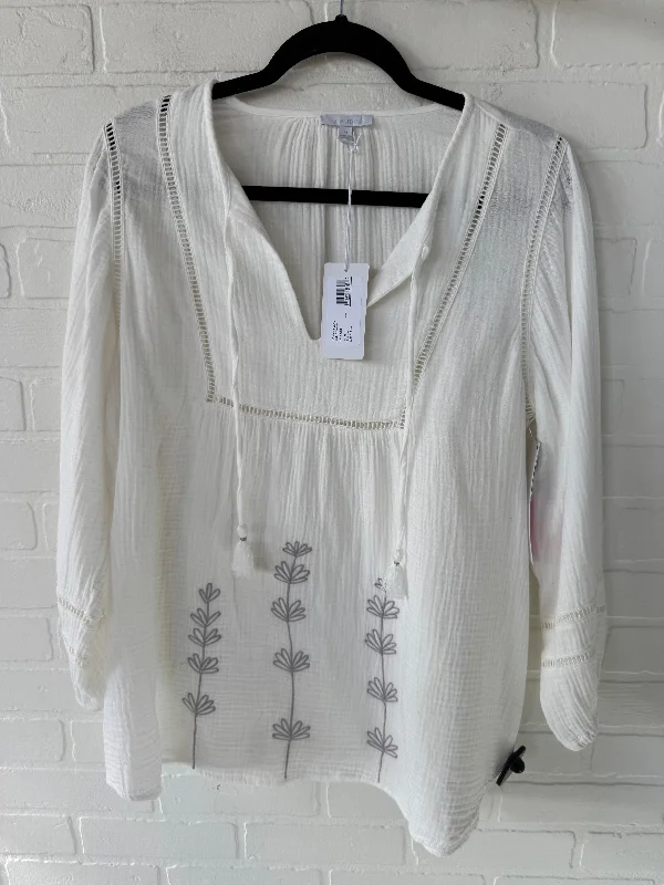 Customized Version Top Long Sleeve By Johnny Was In White, Size: M