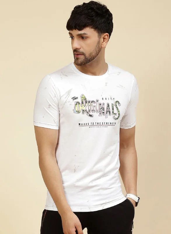 Casual Chic Looks Men White Printed T-Shirt