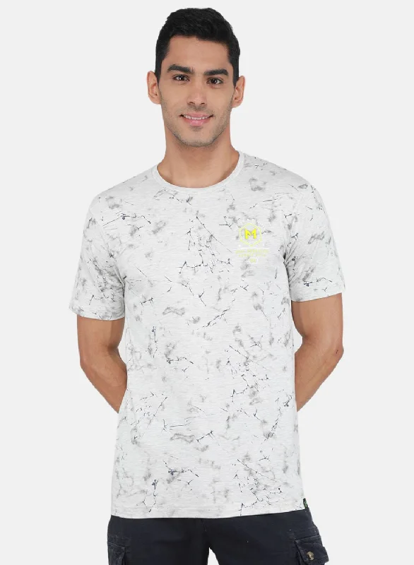 Easygoing Fashion Men Grey Printed T-Shirt
