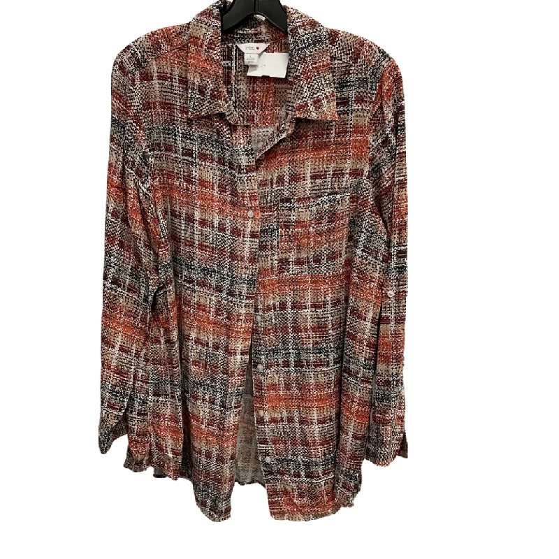 Relaxed Dresses Top Long Sleeve By Intro In Multi-colored, Size: L