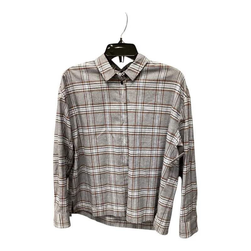 British Fashion Top Long Sleeve By Madewell In Plaid Pattern, Size: Xs
