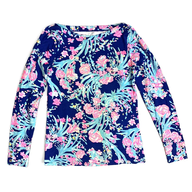 Stylish Wear Top Long Sleeve Designer By Lilly Pulitzer In Blue, Size: S