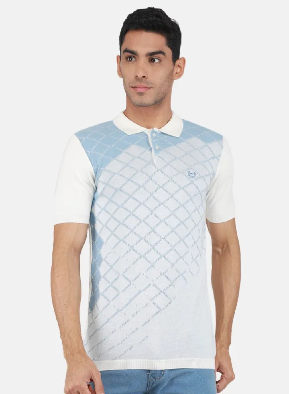 Fresh Wear Men Off White Self Design T-Shirt