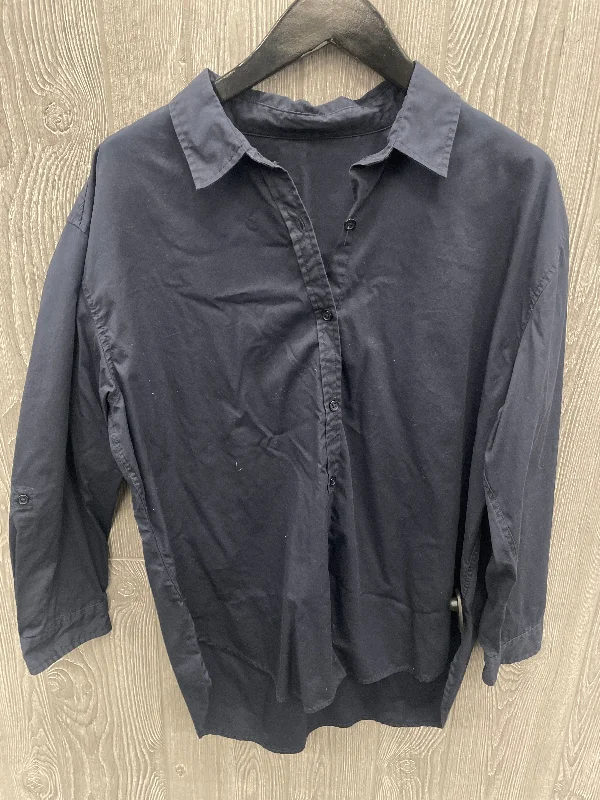 Stylish Ease Top Long Sleeve By Clothes Mentor In Navy, Size: L