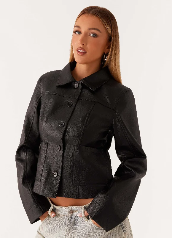 Relaxed Jackets Verona Faux Leather Jacket - Black