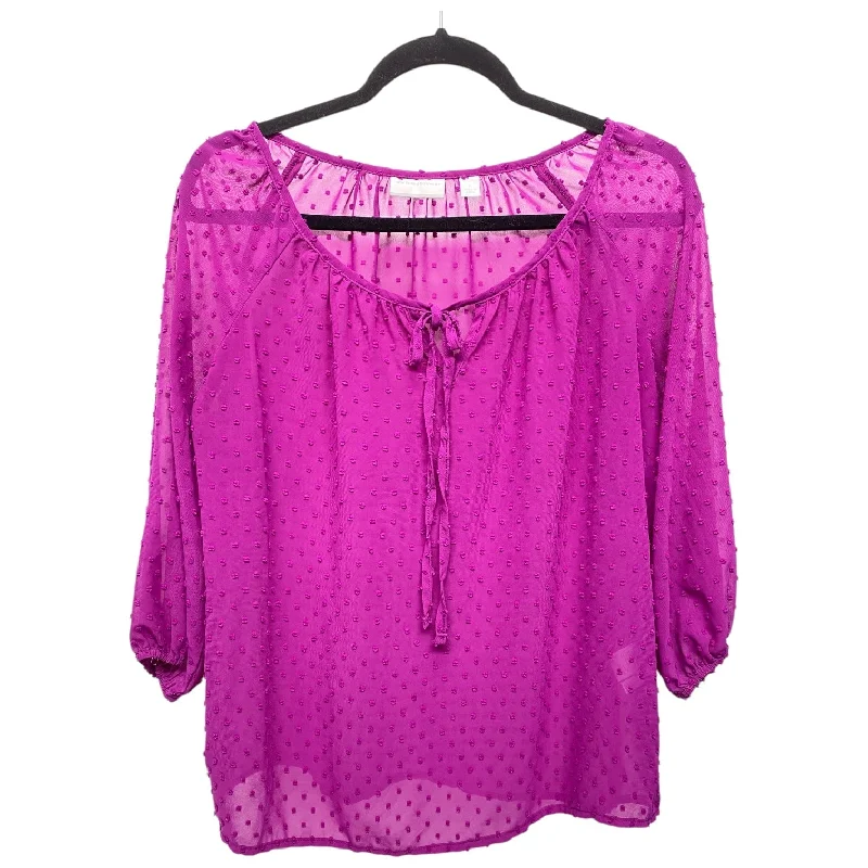 Energy Wear Top 3/4 Sleeve Basic By New York And Co In Purple, Size: S