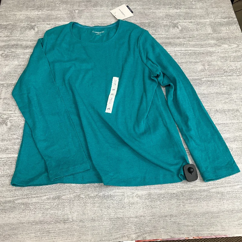 Cozy Sweaters Top Long Sleeve Basic By Croft And Barrow In Aqua, Size: Lp
