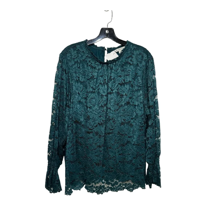 Effortless Elegance Top Long Sleeve By Zac And Rachel In Aqua, Size: 2x