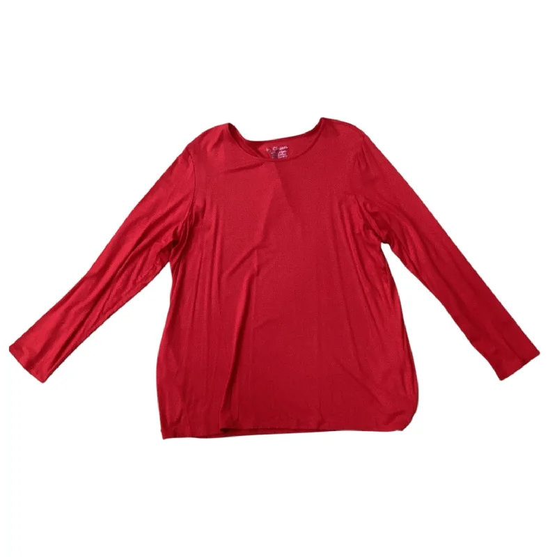 Stylish Casuals Top Long Sleeve By Chicos In Red, Size: Xl