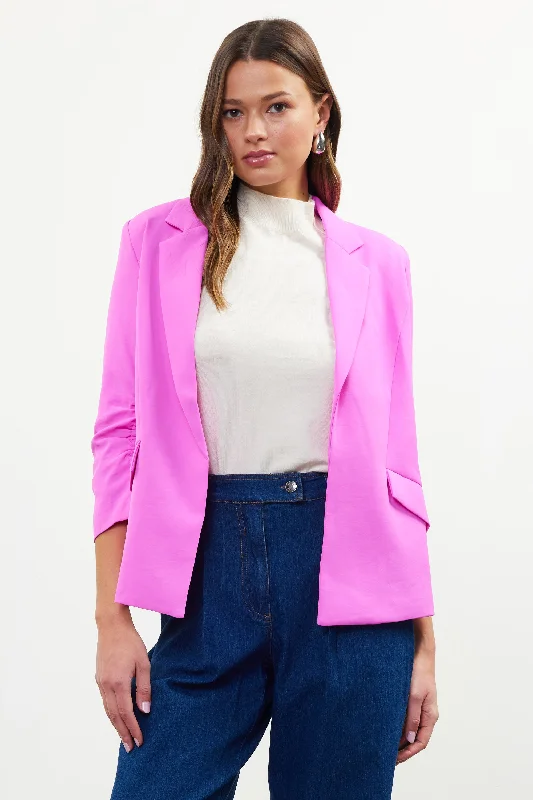 Comfortable Fashion Recycled Shirred Sleeve Blazer