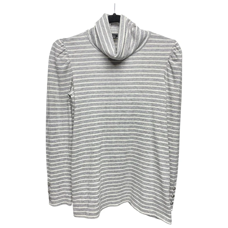 Soft Textures Top Long Sleeve By Talbots In Grey & White, Size: Xs