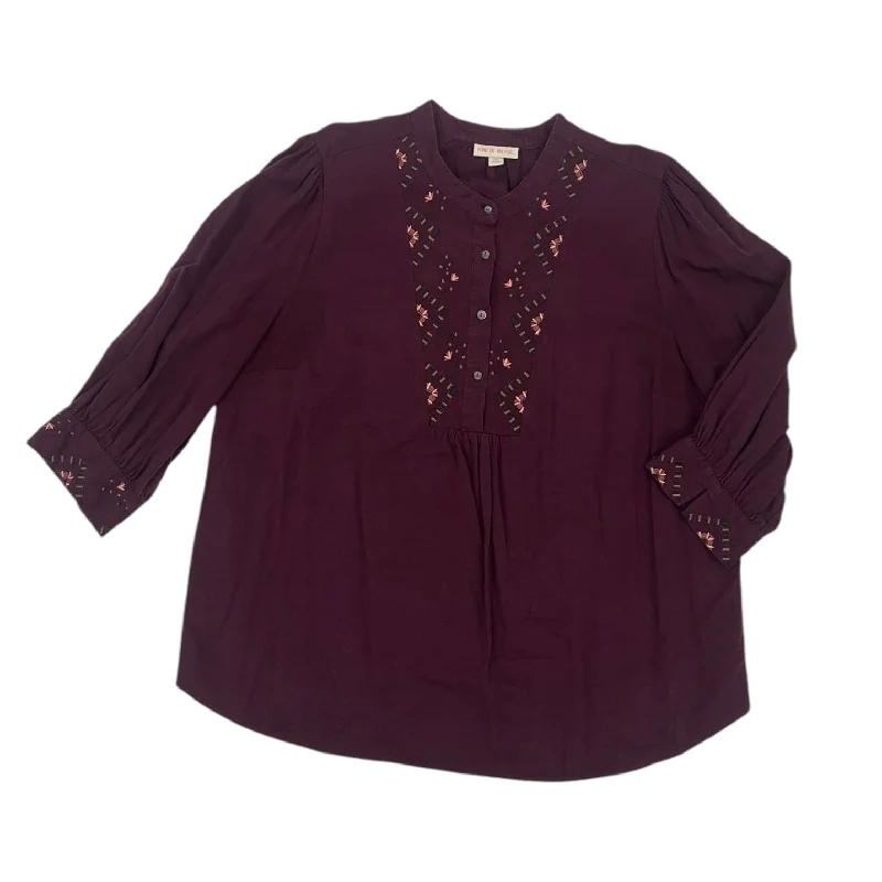 Fashion Comfort Top Ls By Knox Rose In Purple, Size:Xxl
