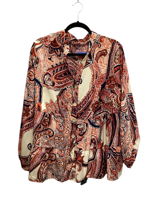 Knitted Design Top Long Sleeve By Shein In Multi-colored, Size: 1x