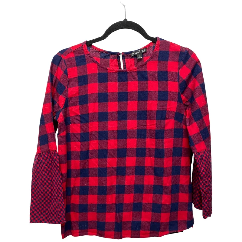 High-end Fashion Top Long Sleeve By J. Crew In Blue & Red, Size: 6