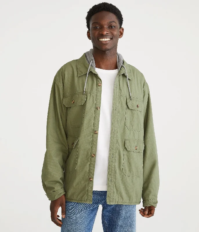 Celebrity Style Aeropostale Hooded Shacket