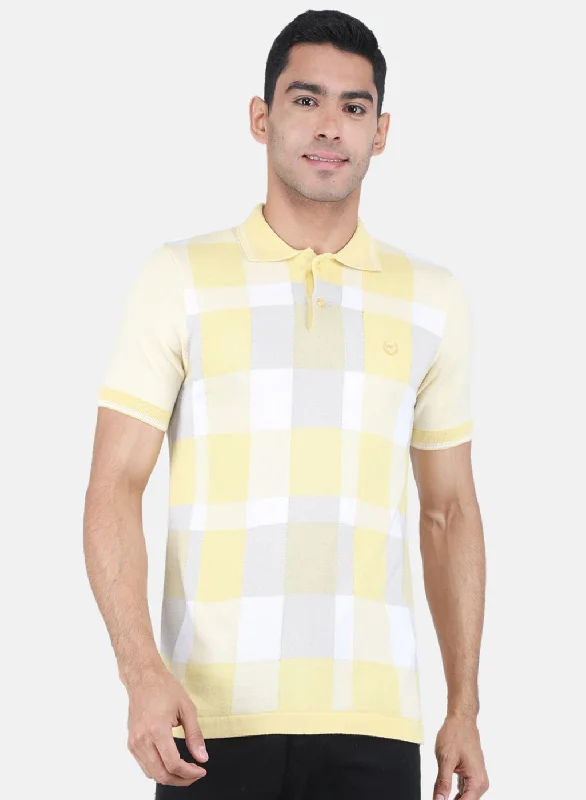 Personalized Outfit Men Yellow Self Design T-Shirt