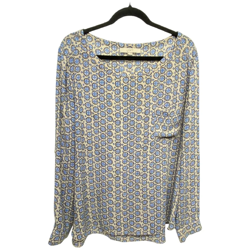 Casual Comfort Top Long Sleeve By Loft In Blue & Tan, Size: Xxl