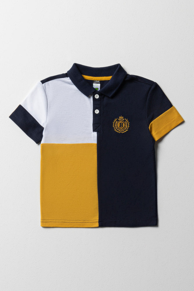 Unique Fashion Colourblock Golfer Yellow & Navy