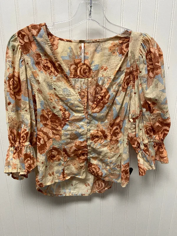 Simple Elegance Top 3/4 Sleeve By Free People In Beige, Size: S
