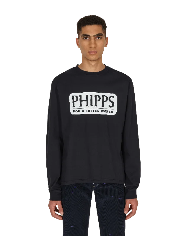 Avant-garde Design Logo Graphic Longsleeve T-Shirt Blue