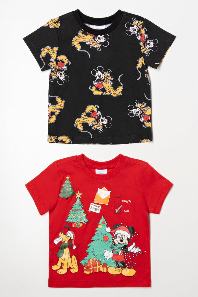 Short Design Mickey Mouse 2 Pack T-Shirts Red And Black