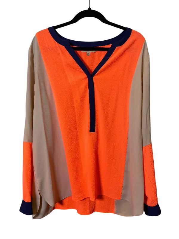 Comfortable Chic Top Long Sleeve By Gibson And Latimer In Pink & Tan, Size: Xl