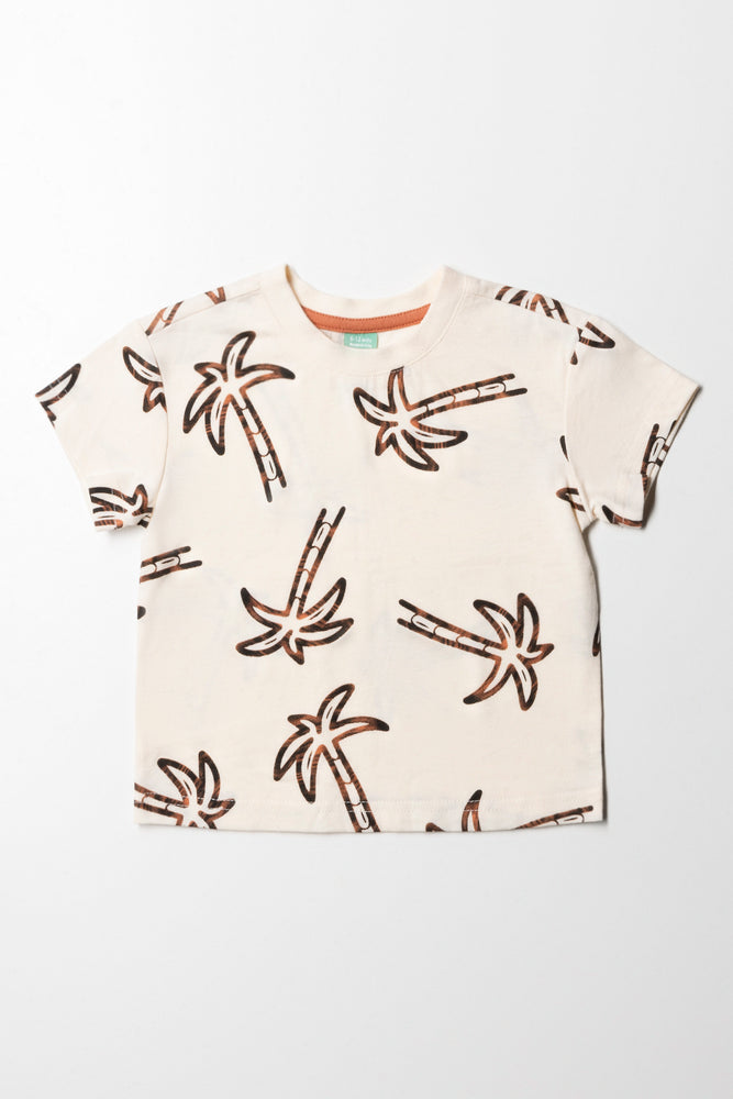 Casual And Comfortable Palm T-Shirt Cream And Brown