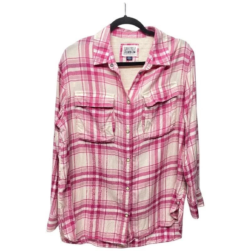 Personalized Series Top Long Sleeve By American Eagle In Pink & White, Size: S