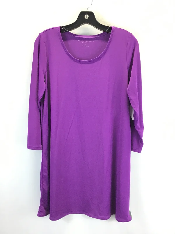 Wearable At Home Or Out Top 3/4 Sleeve Basic By Susan Graver In Purple, Size: M