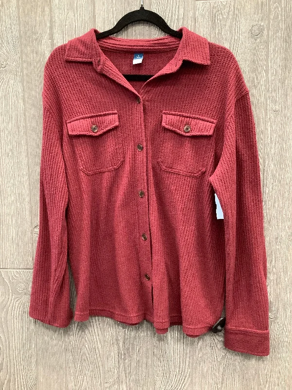 Comfortable down Top Long Sleeve By Old Navy In Red, Size: S