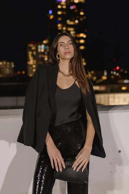 Cozy Outfit Brianna Notched Lapel Blazer Black