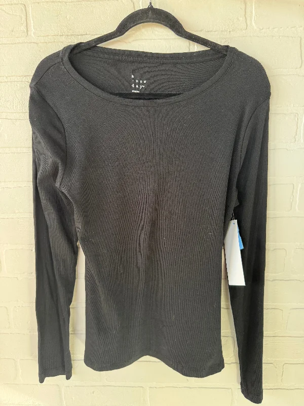 Cool Summer Top Long Sleeve Basic By A New Day In Black, Size: M