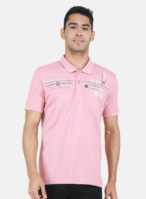 Urban Sense Men Pink Solid T-Shirt