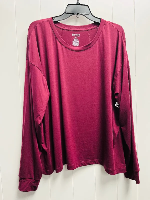 Personalized Clothing Top Long Sleeve Basic By Tek Gear In Red, Size: 2x