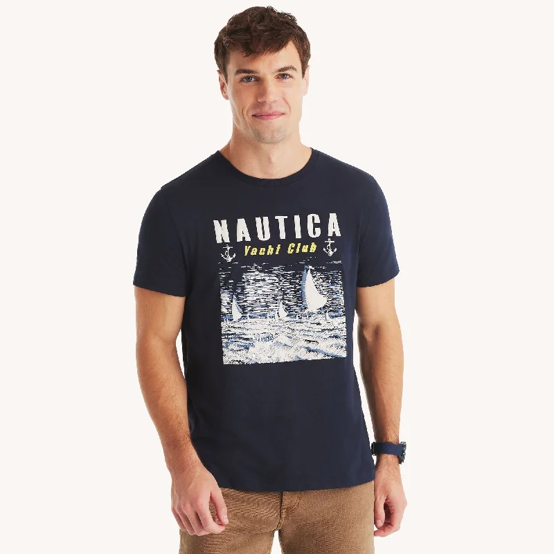 Fashion Design Nautica Mens Yacht Club Graphic T-Shirt