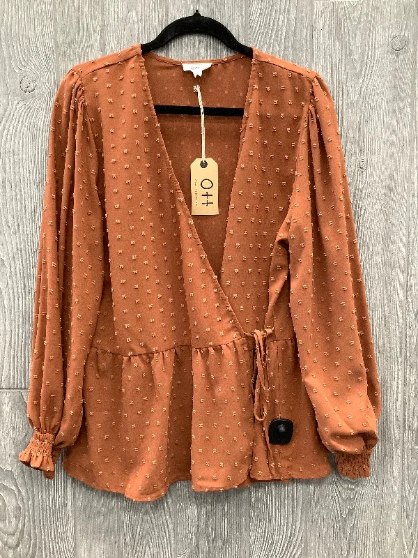 Fresh And Natural Top Long Sleeve By Clothes Mentor In Orange, Size: M