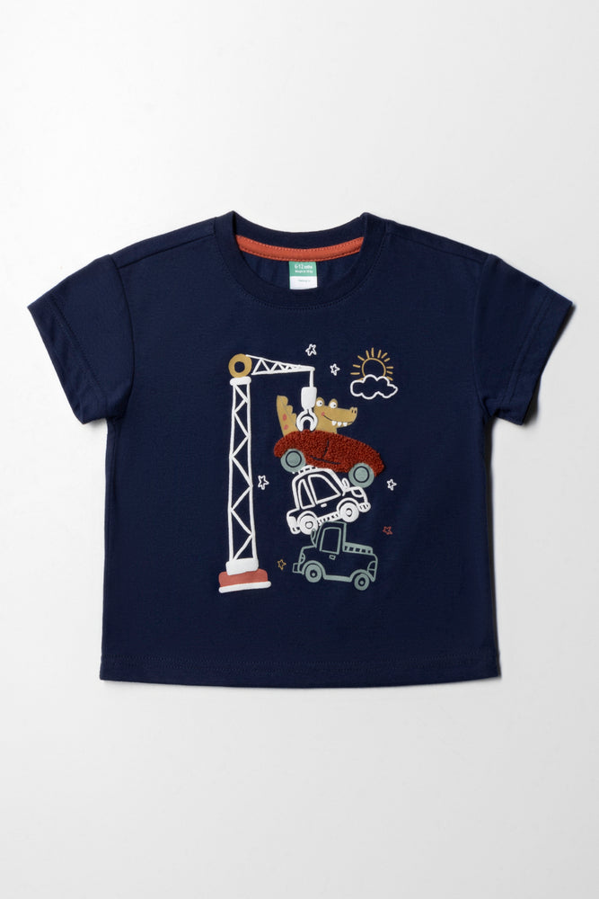 Comfortable Sweaters Short Sleeve T-Shirt Navy