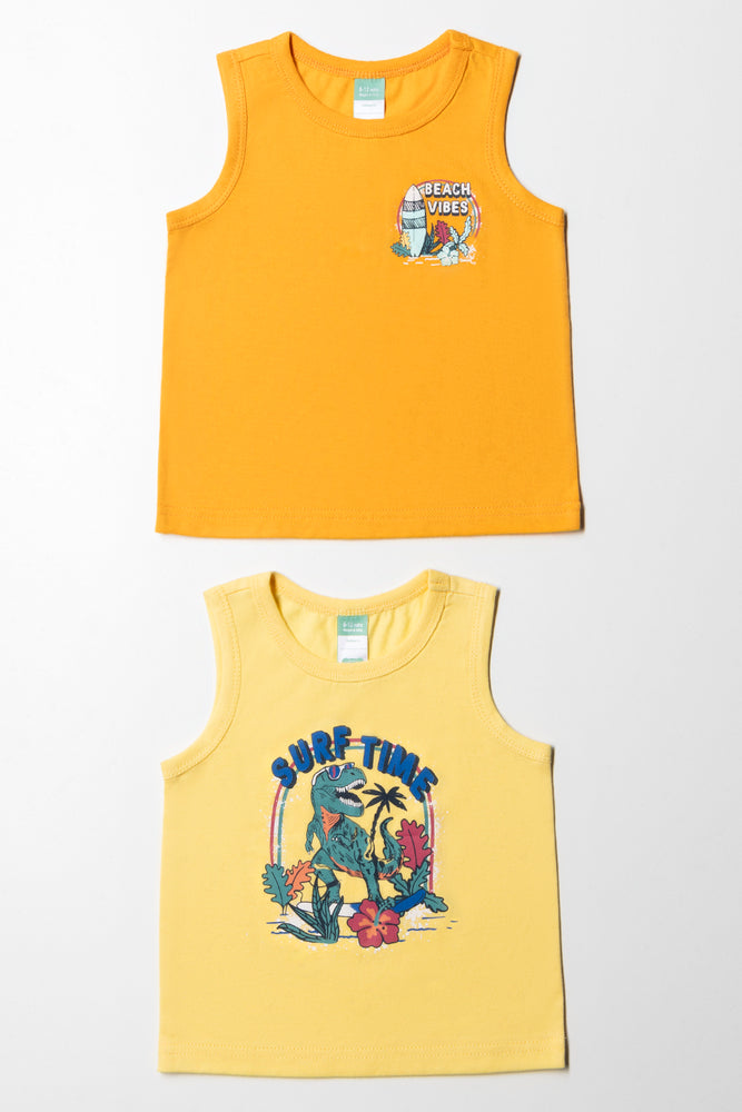 Personalized Wear 2 Pack Surf Sleeveless T-Shirts Yellow